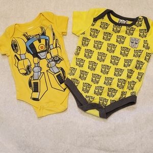 Two Transformers short sleeve onesies/bodysuits